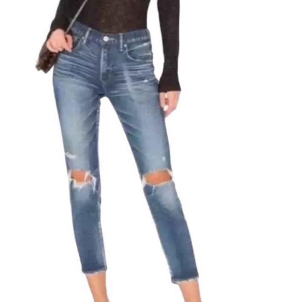 Moussy Vintage Comfort Nancy Skinny Dark Wash Mid-Rise Distressed Skinny Size 26